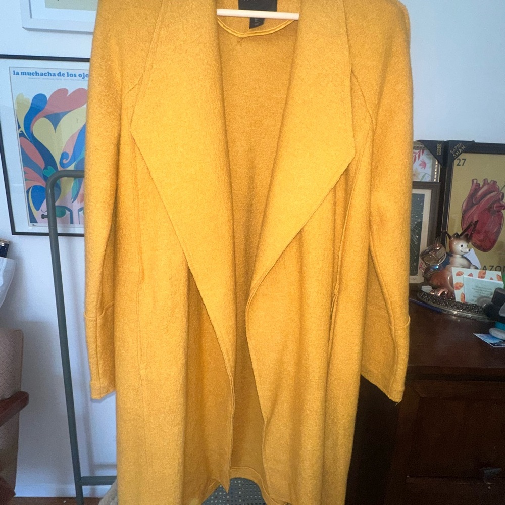 Tahari Golden Yellow Open Front Car Coat